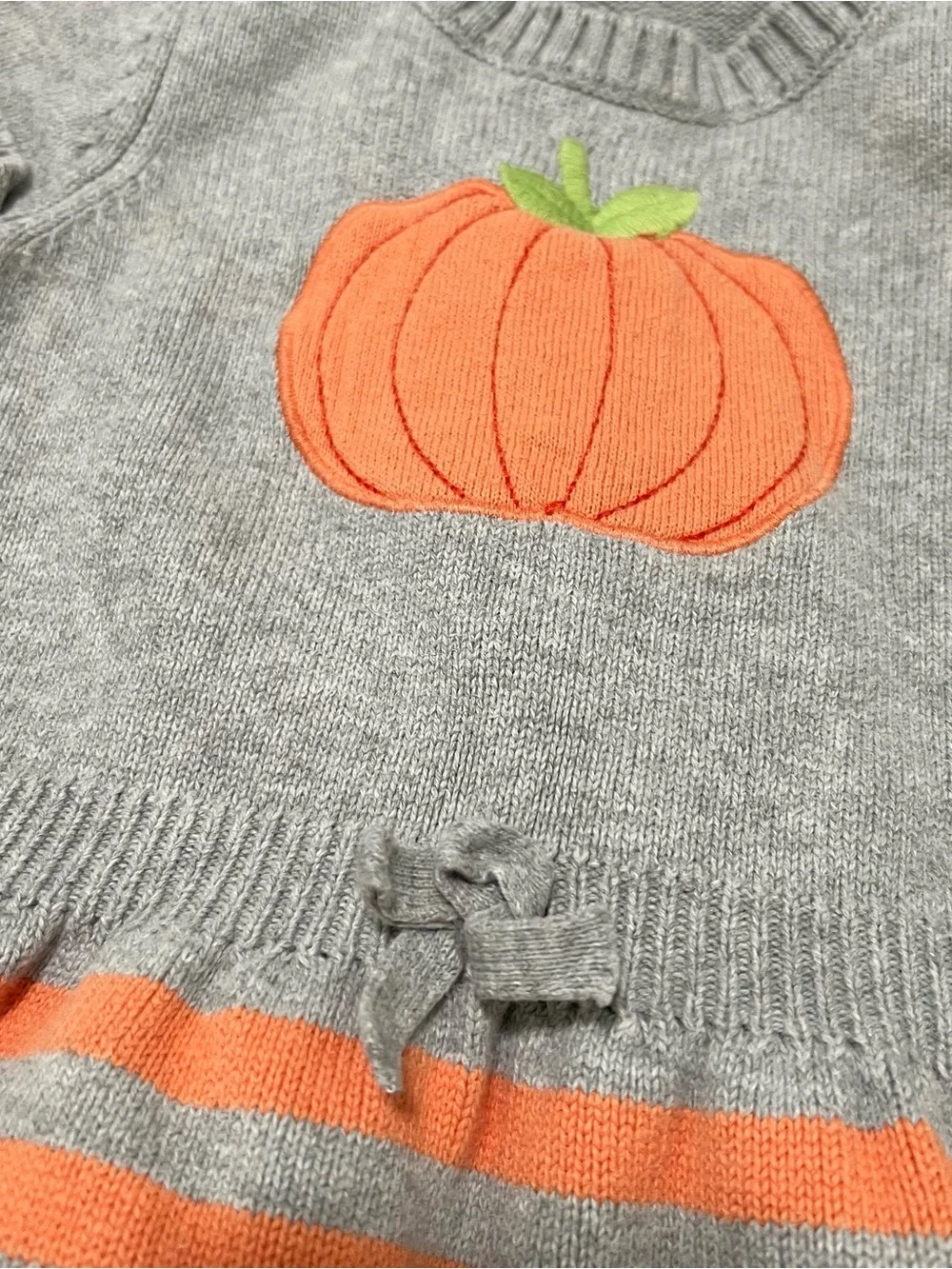 Gymboree Cotton Gray & Orange Pumpkin Knit Dress Size 6